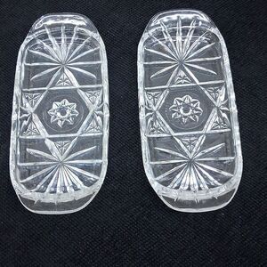Lot Of 2 Vtg. Star Of David Anchor Hocking Prescut Butter Dish Plates.